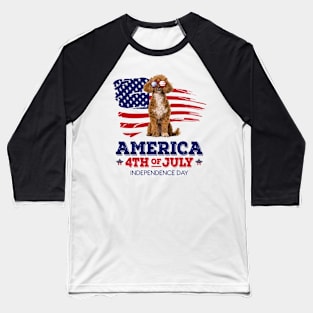 Poodle Flag USA - America 4th Of July Independence Day Baseball T-Shirt